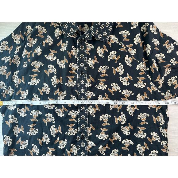 Scoth & Soda Mens Flower Black and Tan Print Button Up Long Sleeve Size Medium - Picture 6 of 7